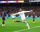 Mbappé double secures Real Madrid late victory at Barcelona after Raphinha leveller