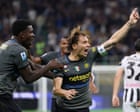 European football: Inter roar back to beat Udinese and join Roma at the top